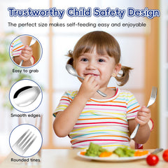 ITITT 18/0 stainless steel kid cutlery is durable and dishwasher-safe.