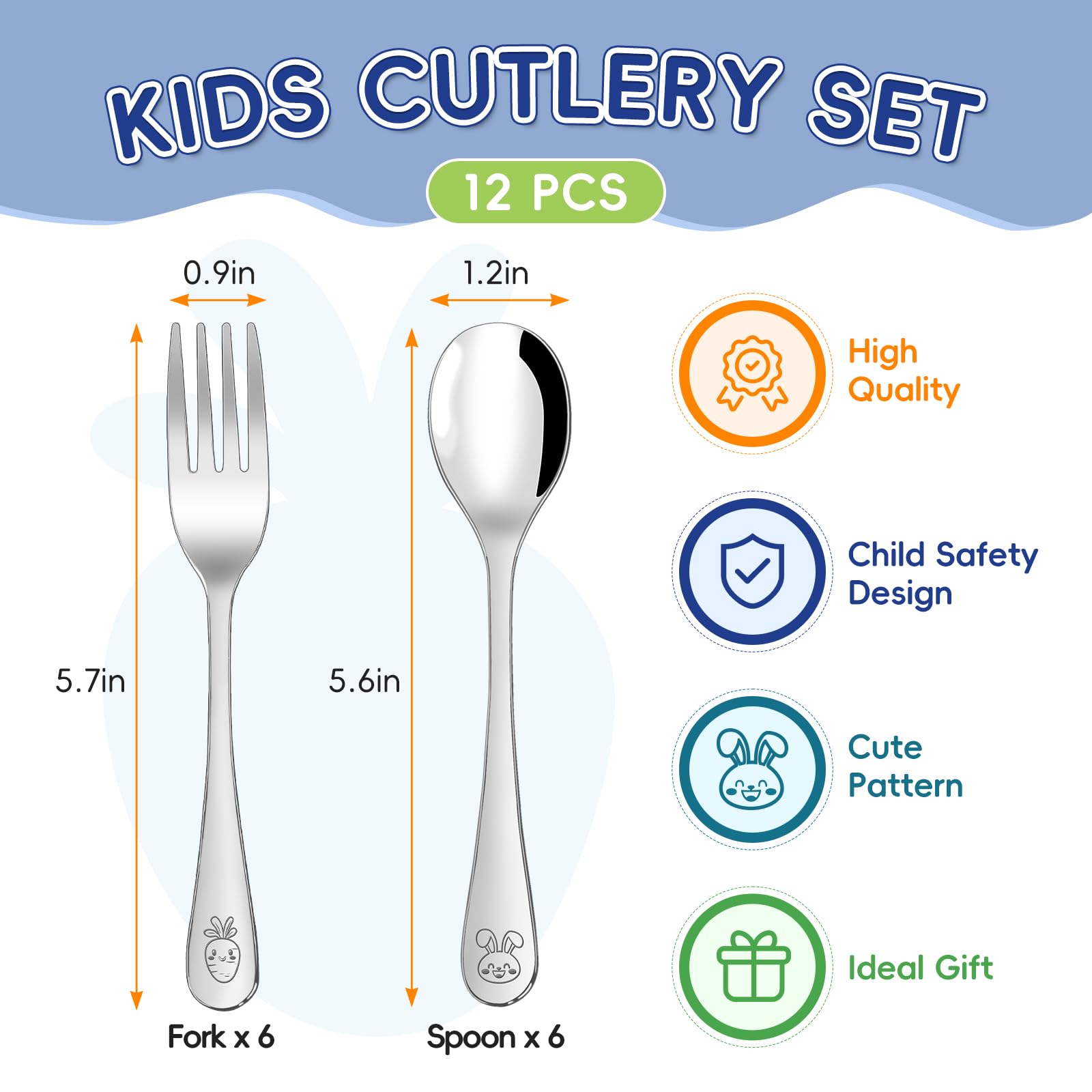 ITITT ergonomic handle toddler utensils designed for confident self-feeding.
