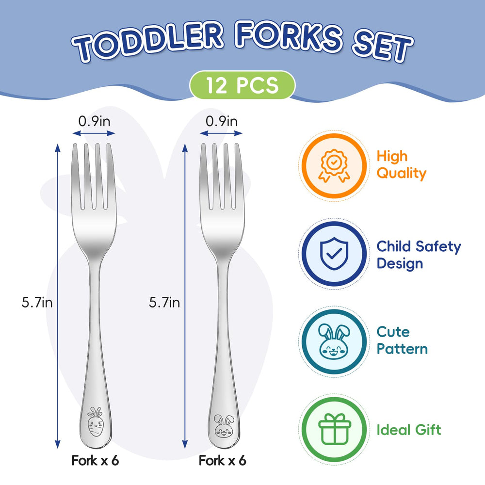 ITITT stainless steel toddler forks highlighting durability and easy cleaning.
