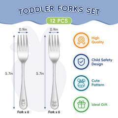 ITITT stainless steel toddler forks highlighting durability and easy cleaning.