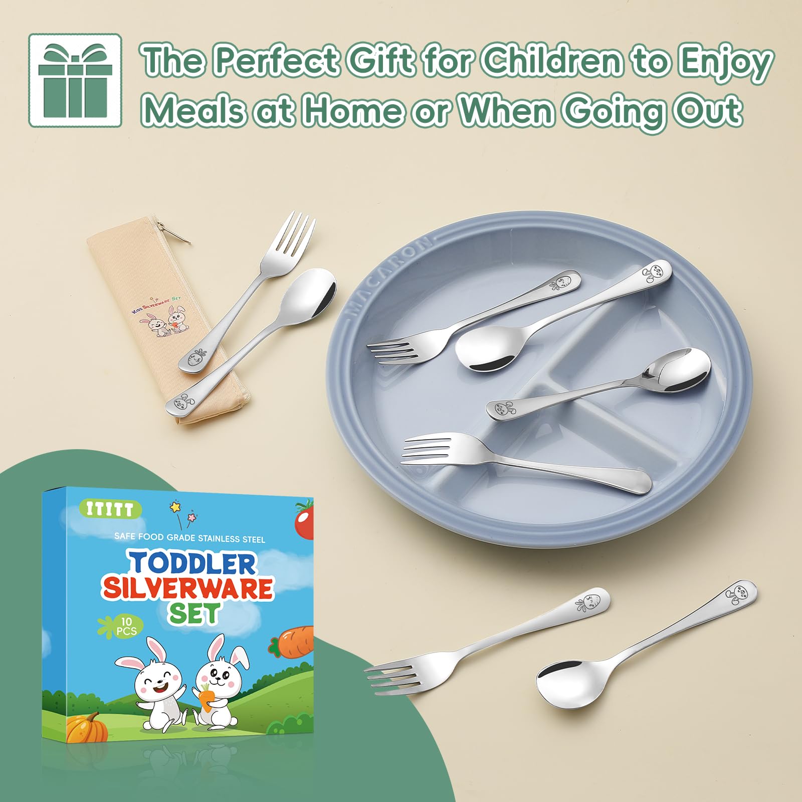 ITITT bunny-pattern handles encourage independent eating and playfulness.