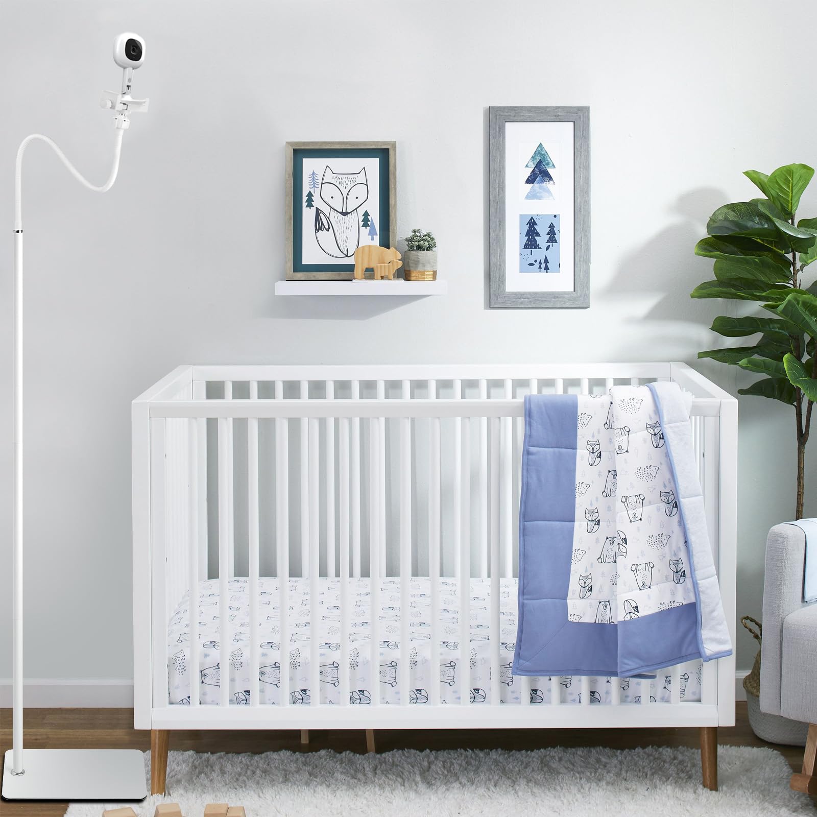 iTODOS floor stand gooseneck arm offers flexible angles for clear baby viewing