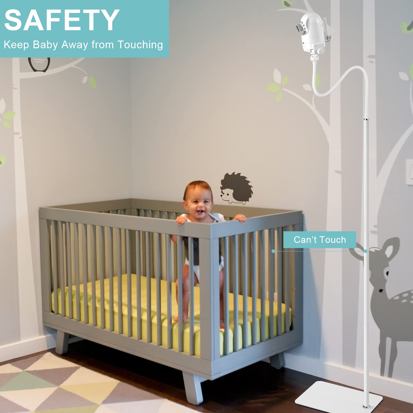 iTODOS sleek white finish complements nursery decor and adds a tidy look