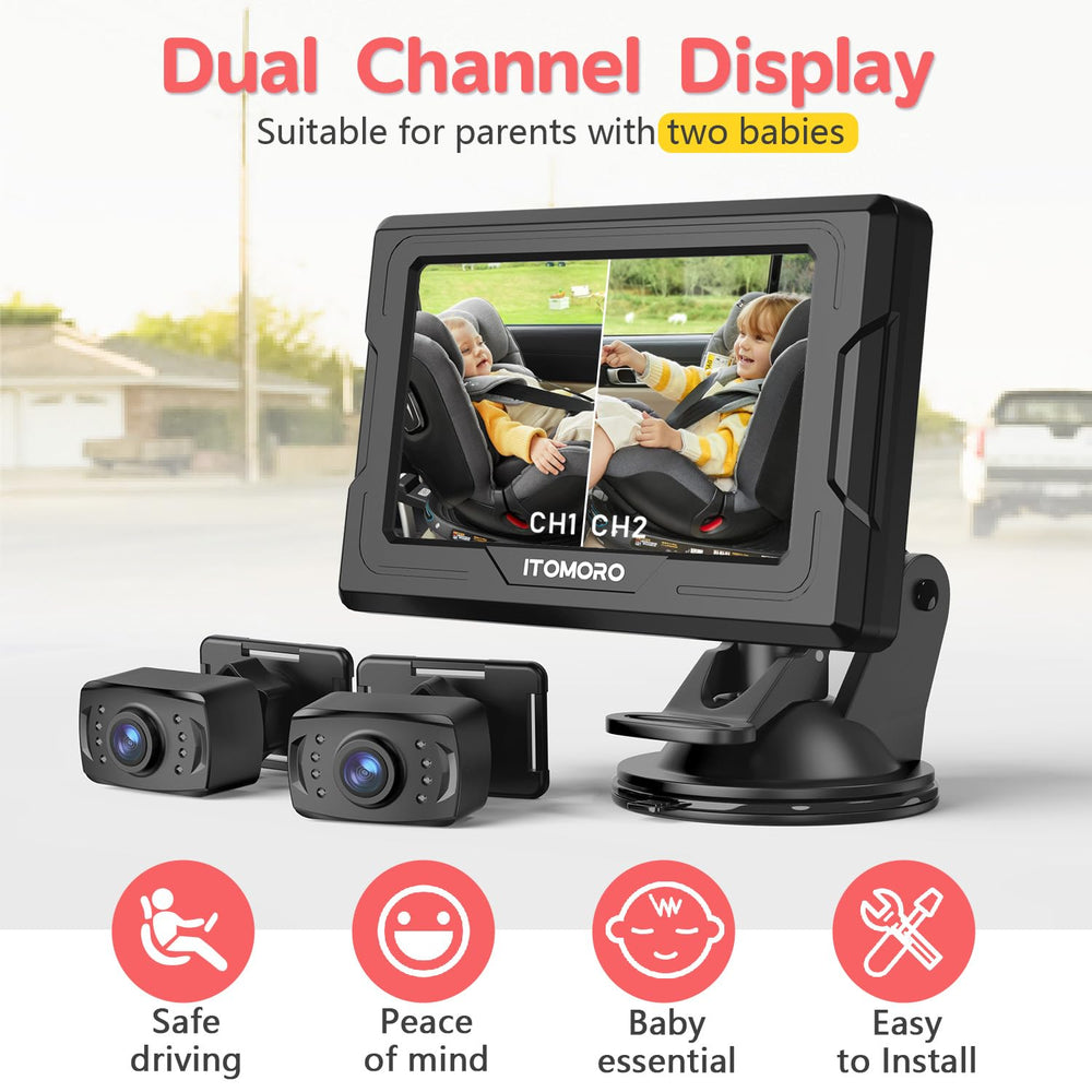Itomoro 1080p wide-angle lens captures rear seat area clearly.