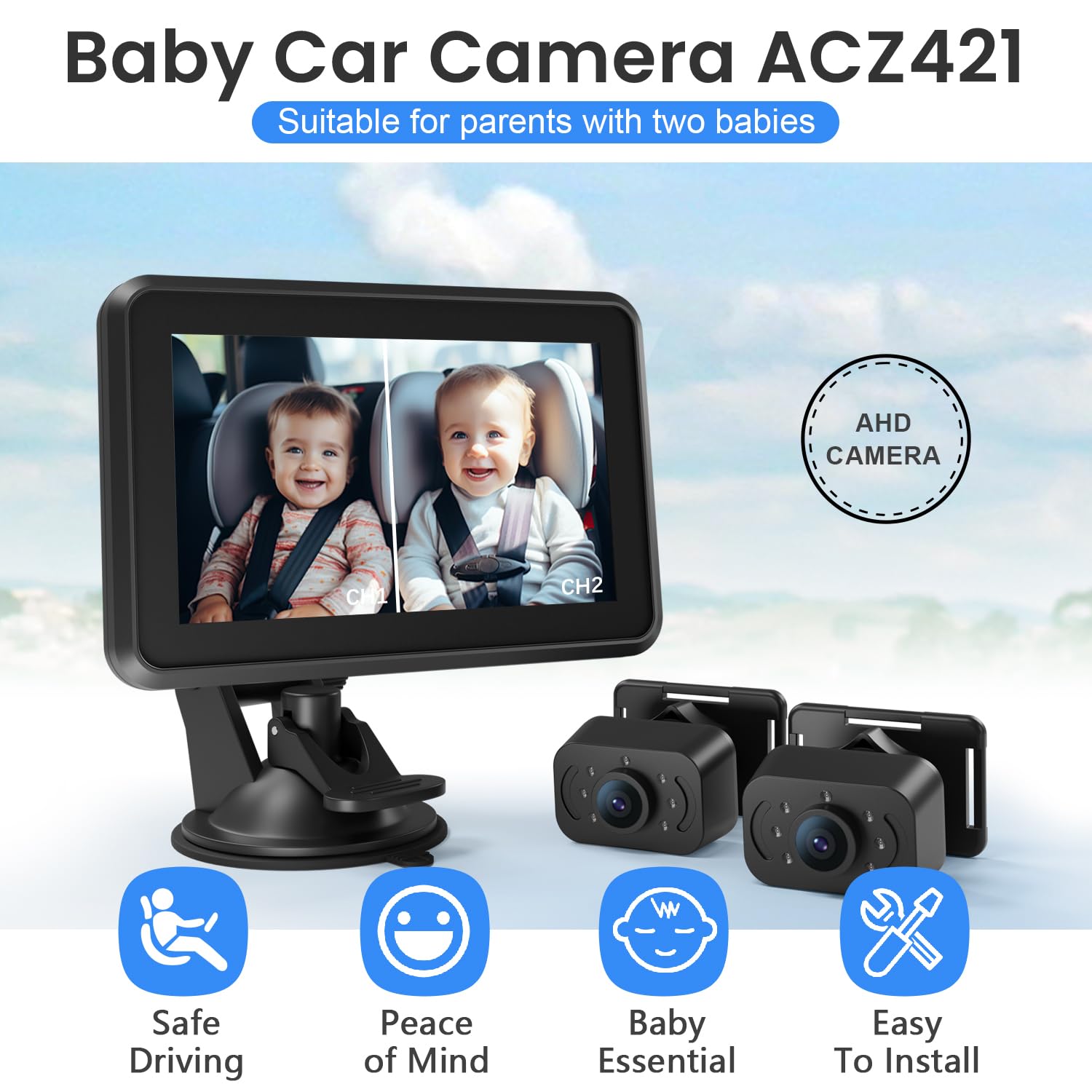 Itomoro Baby Mirror 5-inch display delivers 1080p clarity for quick checks.