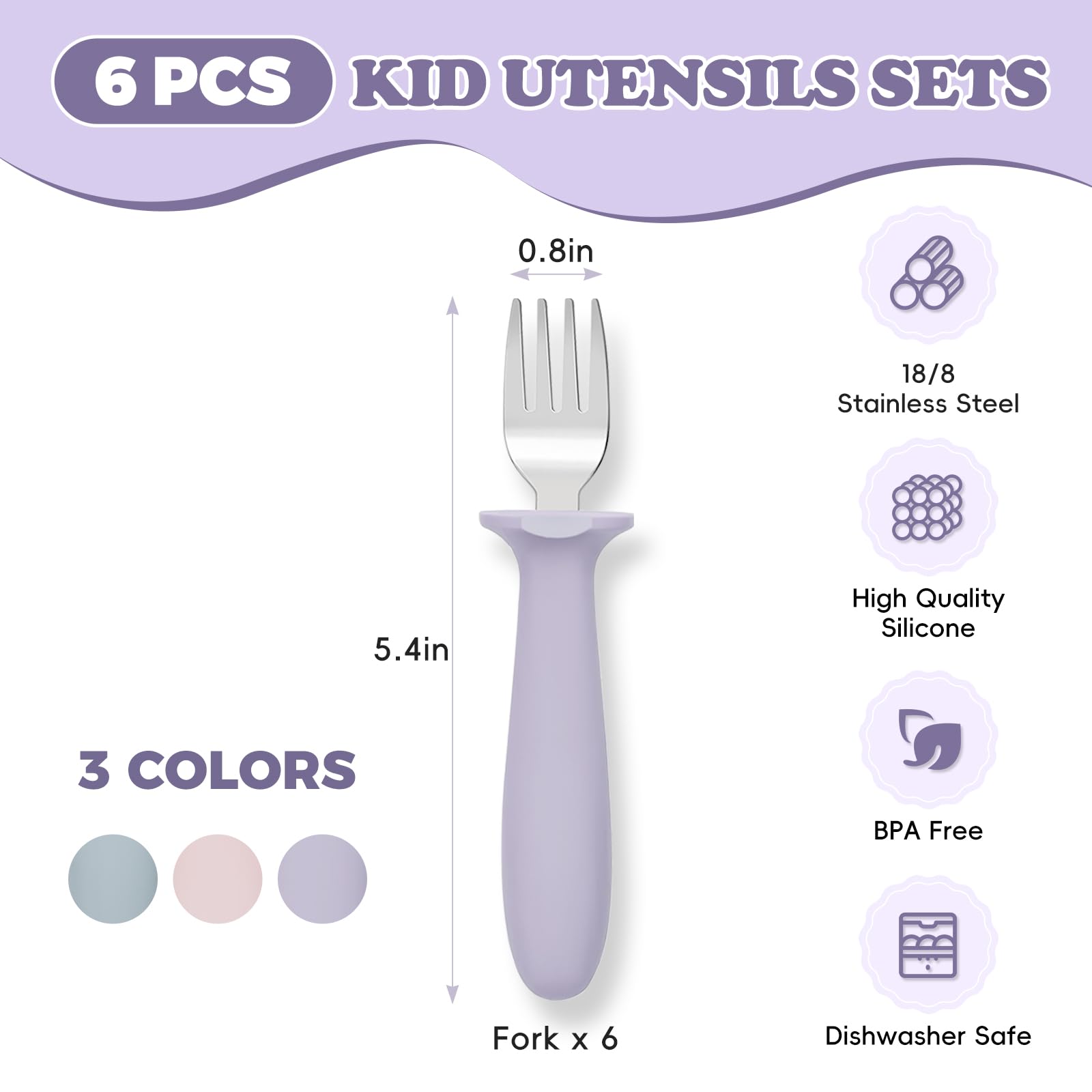 ITITT toddler forks stainless steel with silicone grips for durability and safety