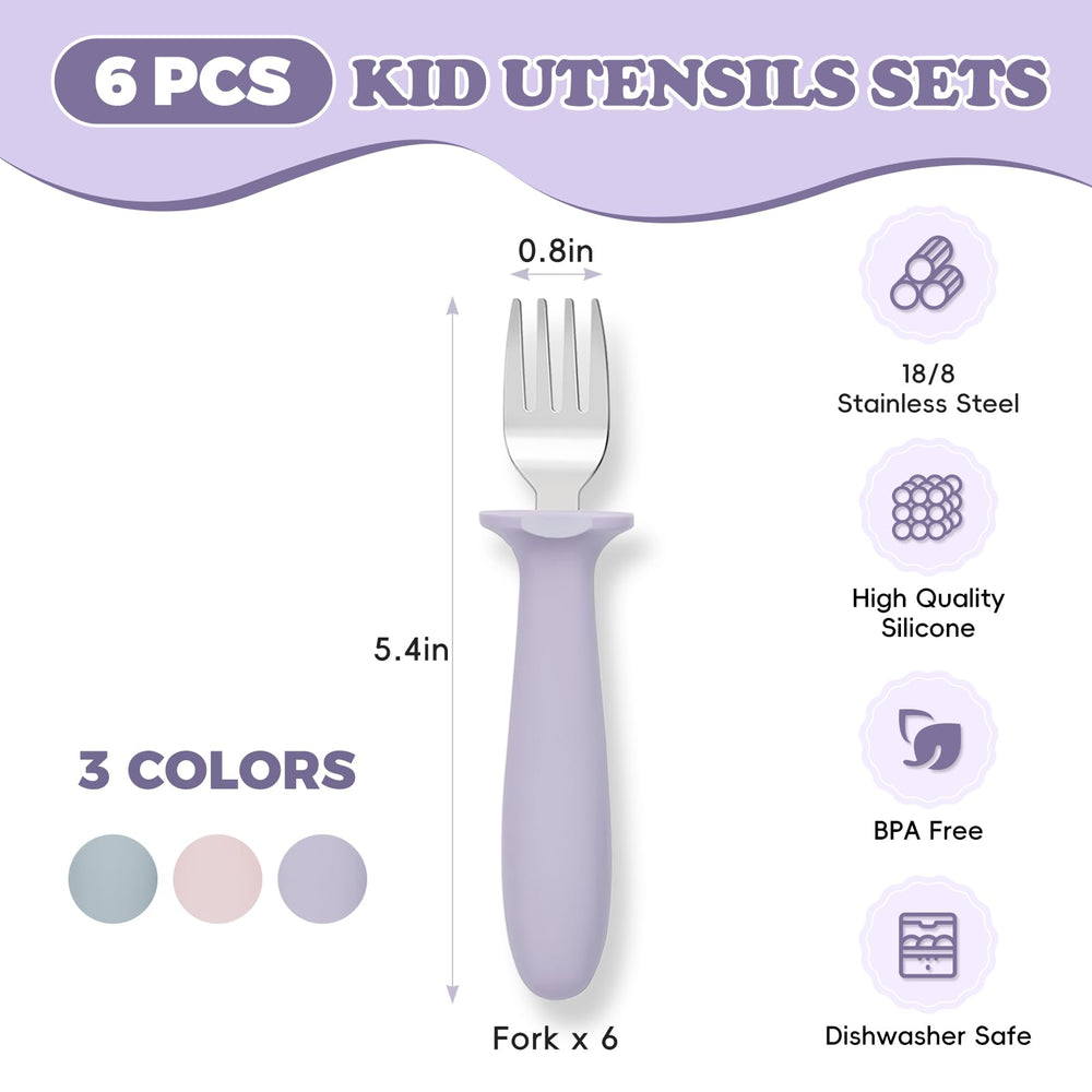 ITITT toddler forks stainless steel with silicone grips for durability and safety