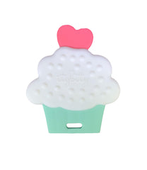 Textured back side of Itybity Cupcake Teether provides gentle gum massage.