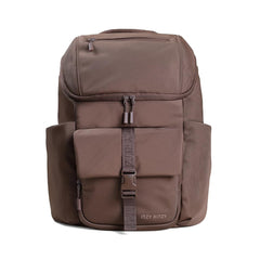 Itzy Ritzy Belong Bucket Backpack Mocha front view with organized pockets for quick access