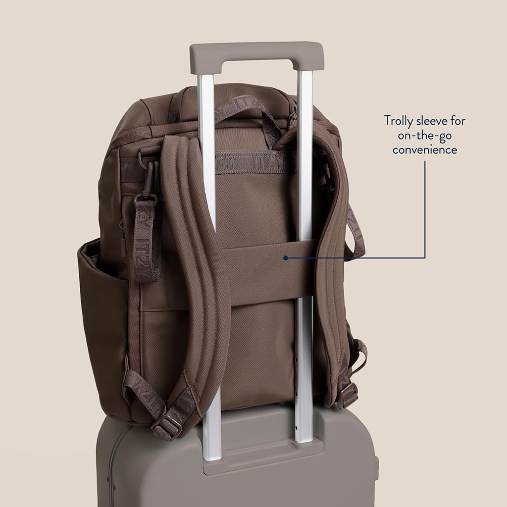 Itzy Ritzy Belong Bucket Backpack Mocha machine washable changing pad for easy cleanup