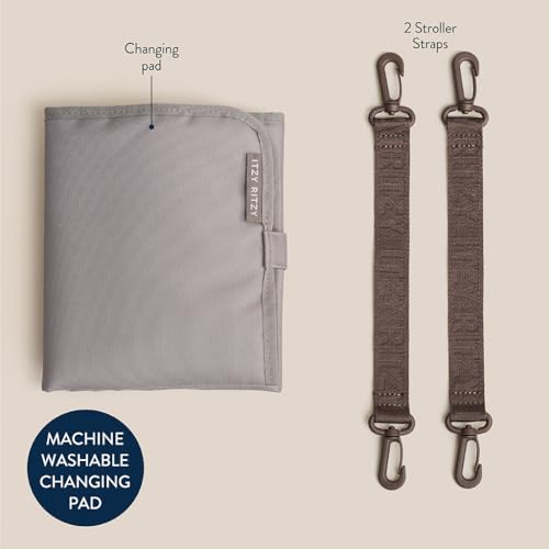 Itzy Ritzy Belong Bucket Backpack Mocha stroller clips for hands-free travel