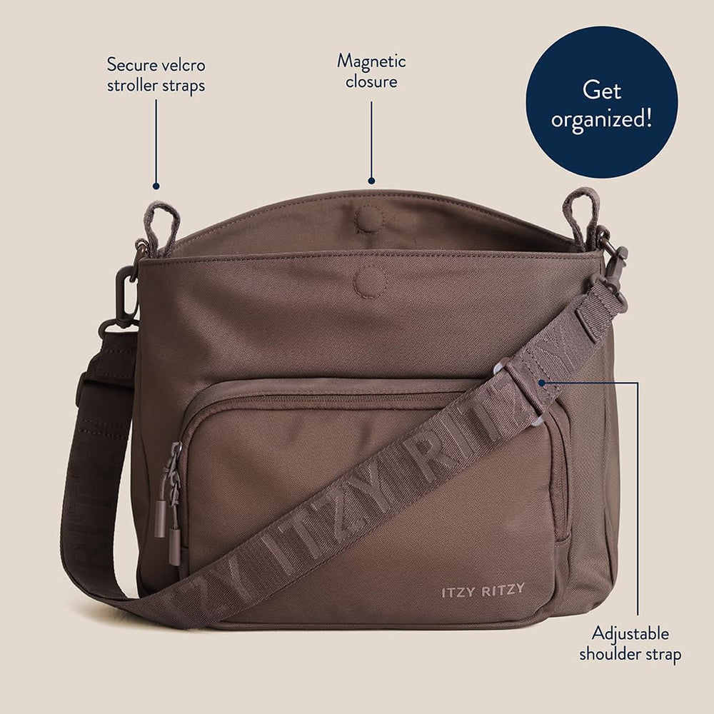 Itzy Ritzy Belong Cargo Caddy exterior zip pocket with key leash for quick access