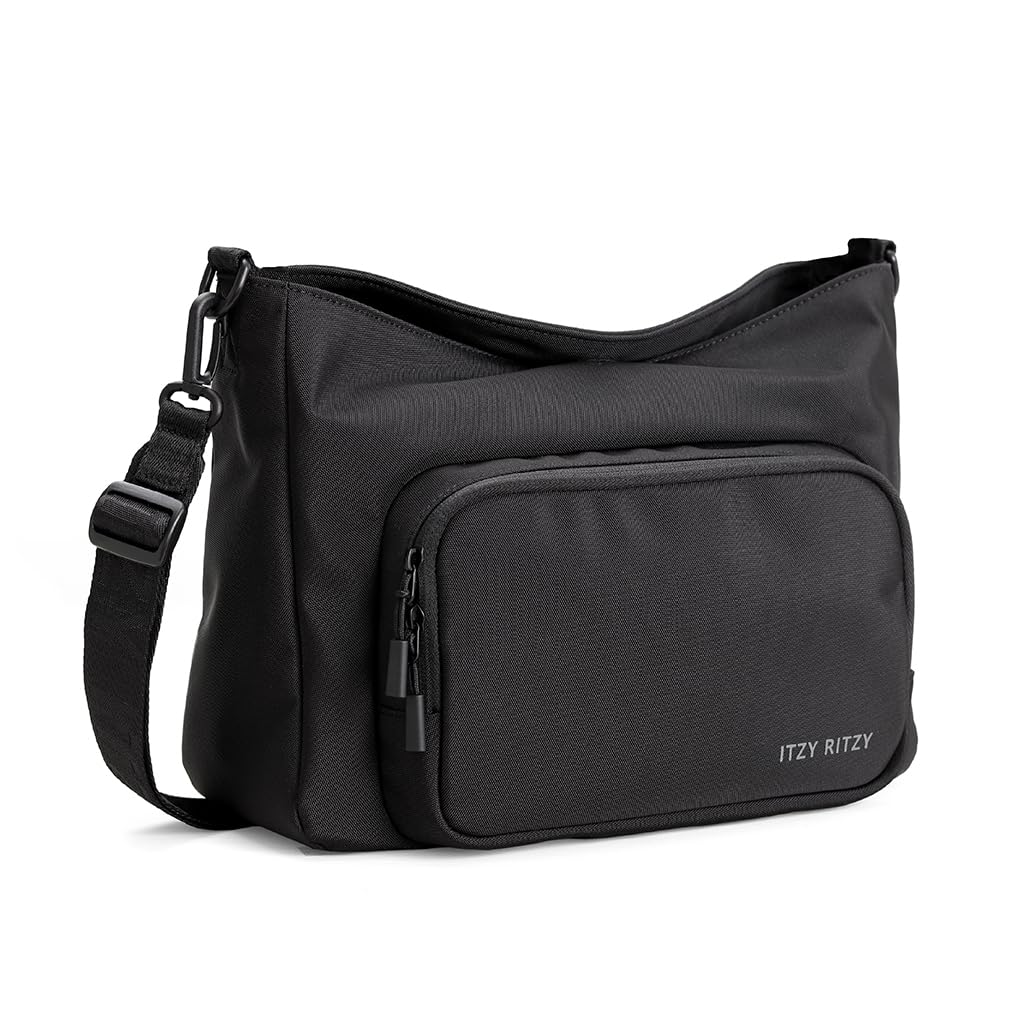 Itzy Ritzy Belong Cargo Caddy attached to a stroller for hands-free essentials on the go