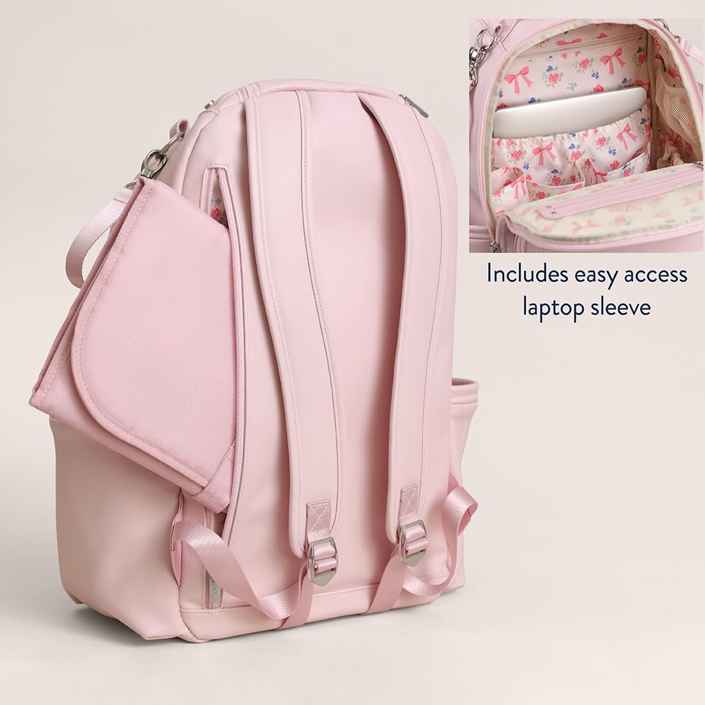 Itzy Ritzy Boss Plus removable vegan leather bow charm detail