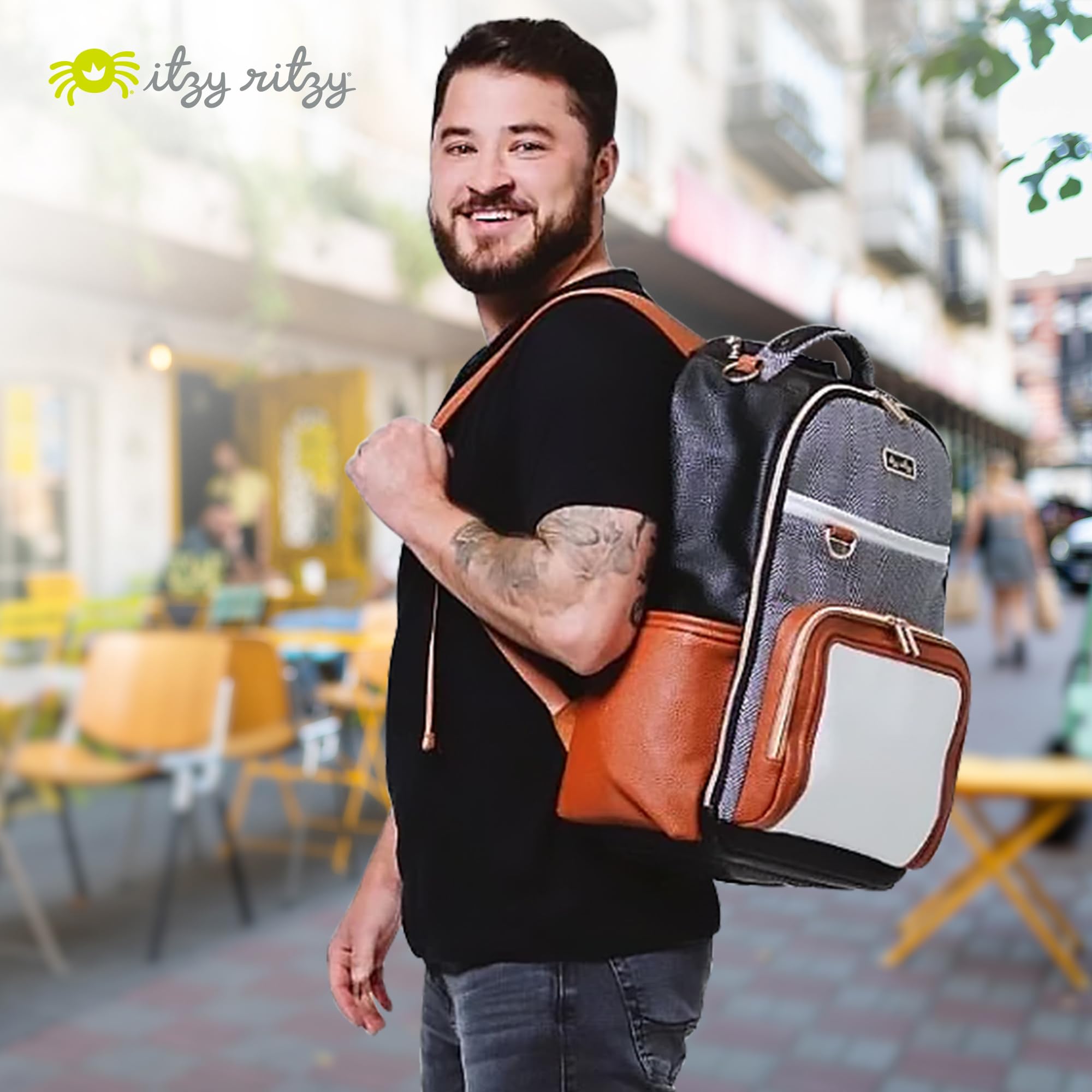 Coffee and Cream colorway of Itzy Ritzy Boss Plus backpack