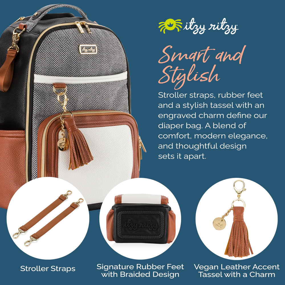 Top-to-bottom zippers on Itzy Ritzy Boss Plus for easy loading