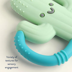 Itzy Ritzy silicone teether made of BPA-free material for safe chewing.