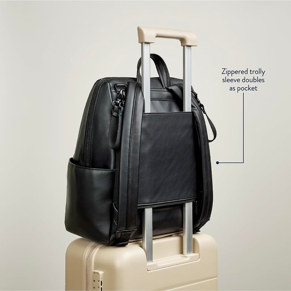 Itzy Ritzy Eras vegan leather finish adds durable, clean, minimalist style.