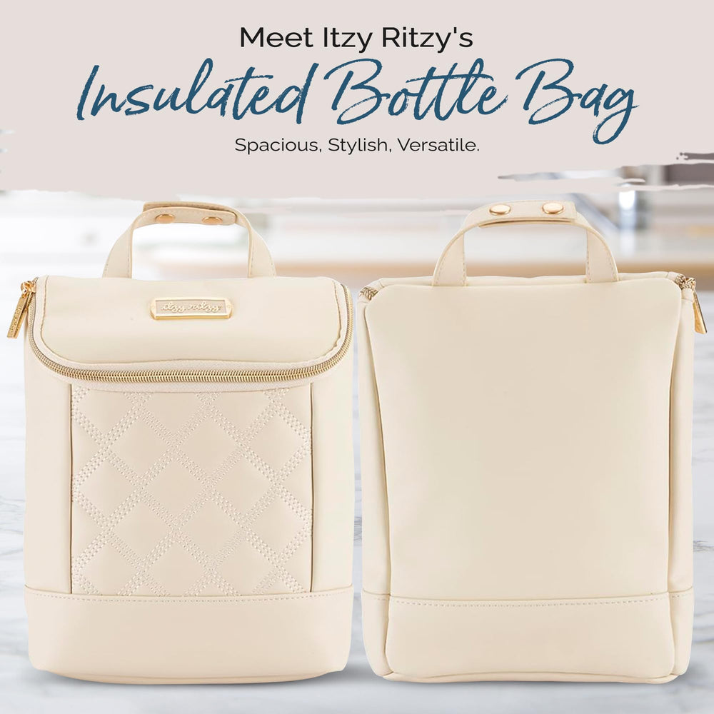 Itzy Ritzy bottle bag interior pocket for ice pack cooling.