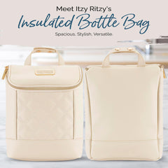 Itzy Ritzy bottle bag interior pocket for ice pack cooling.