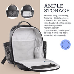 Itzy Ritzy Mini Plus Outlaw changing pad is easy to wipe after diaper changes