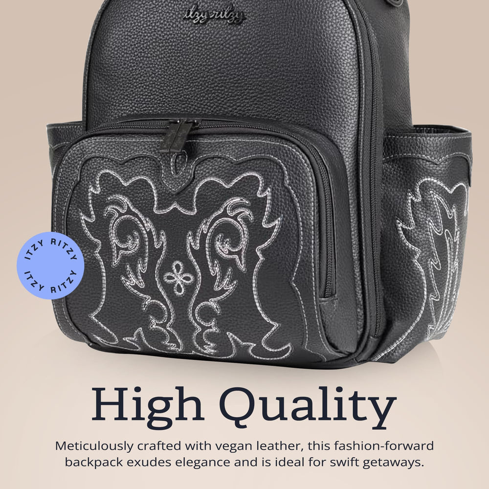 Itzy Ritzy Mini Plus Outlaw rubber feet keep the bag upright