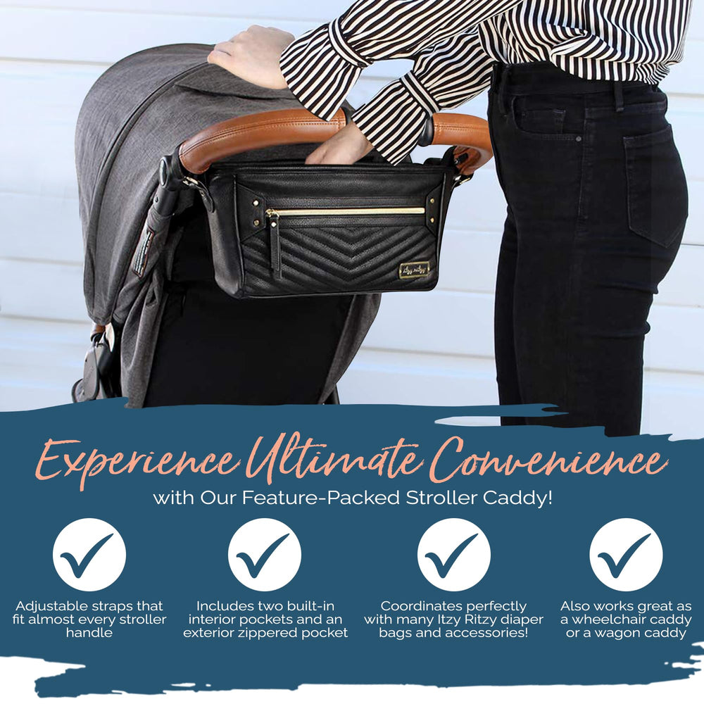 Itzy Ritzy stroller caddy bottle pockets for quick feeding access