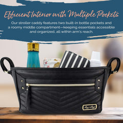 Itzy Ritzy stroller caddy middle compartment stores snacks and small items