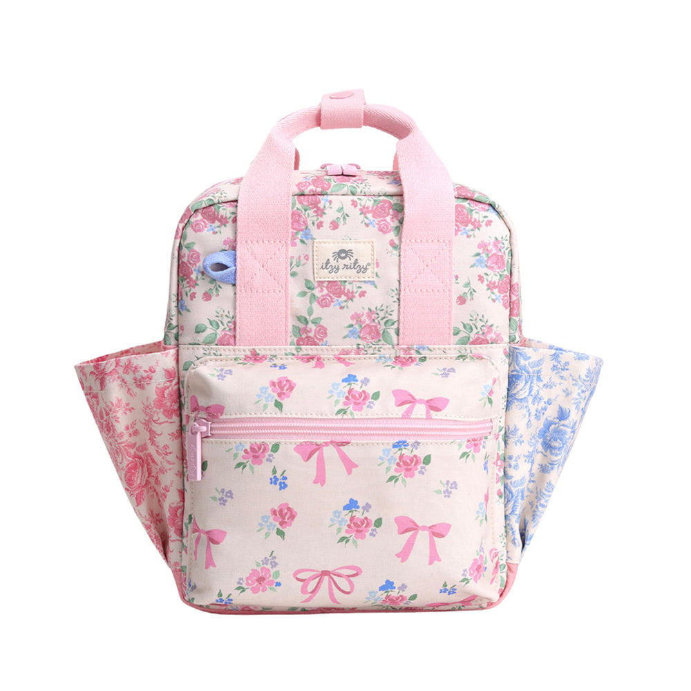 Itzy Ritzy toddler backpack showing adjustable straps for growing kids.