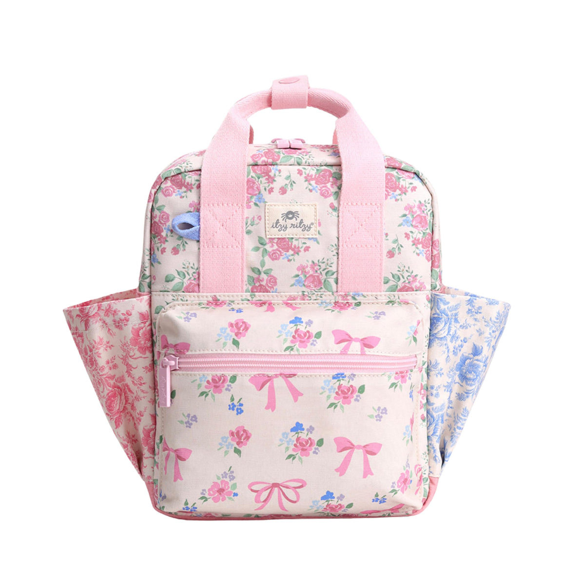 Itzy Ritzy toddler backpack showing adjustable straps for growing kids.