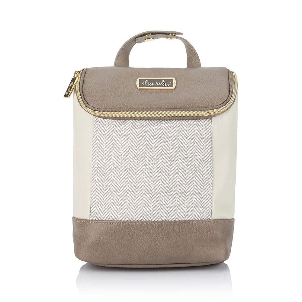 Itzy Ritzy Vanilla Latte insulated bottle bag front view for stylish bottle storage