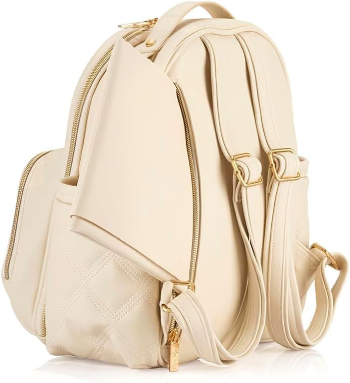 Itzy Ritzy vegan leather mini backpack designed for durable daily use.