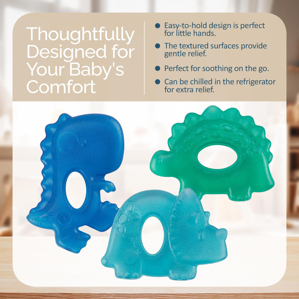 Chilled teether in fridge offering cooling relief for teething.
