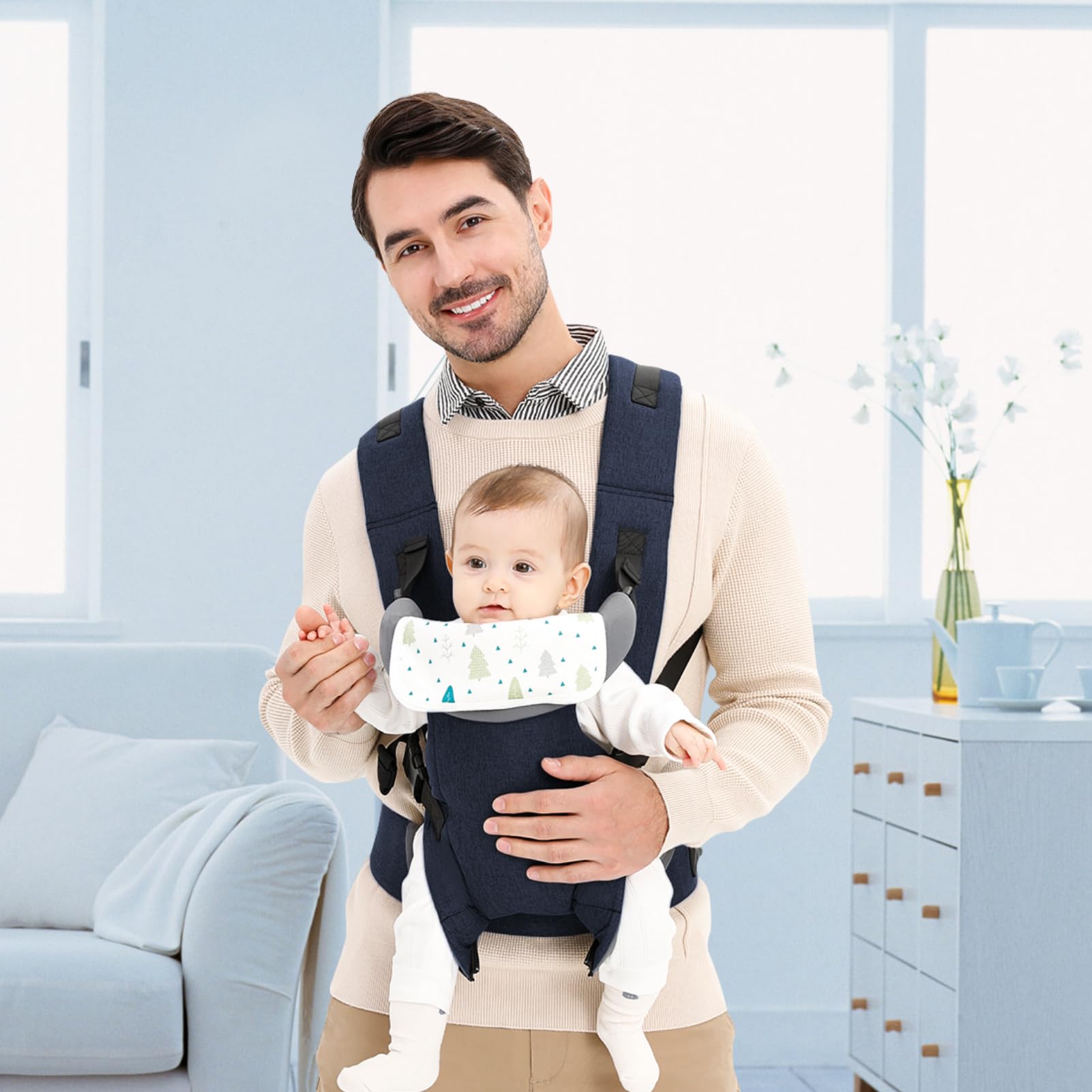IULONEE baby carrier in outdoor use for hiking, shopping, and travel.