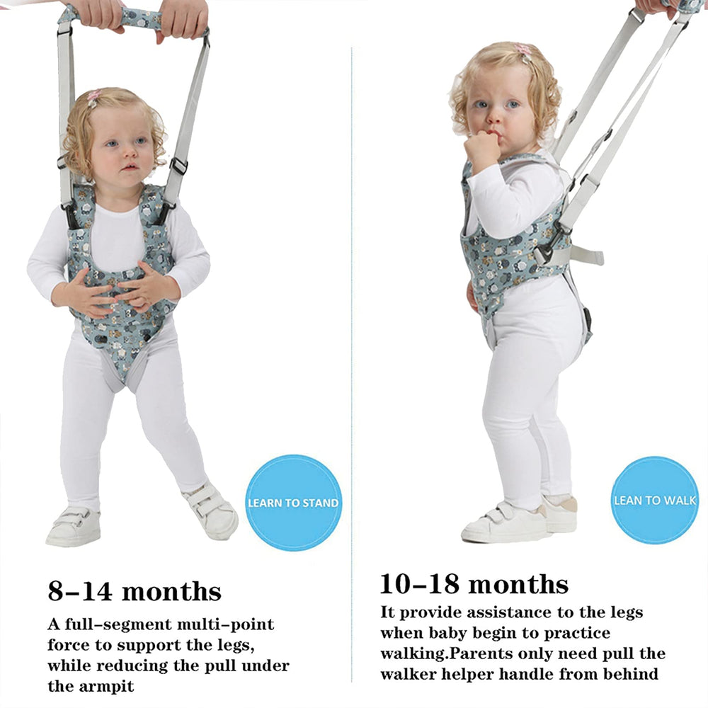 IULONEE baby walker blue grey side view showcasing breathable materials