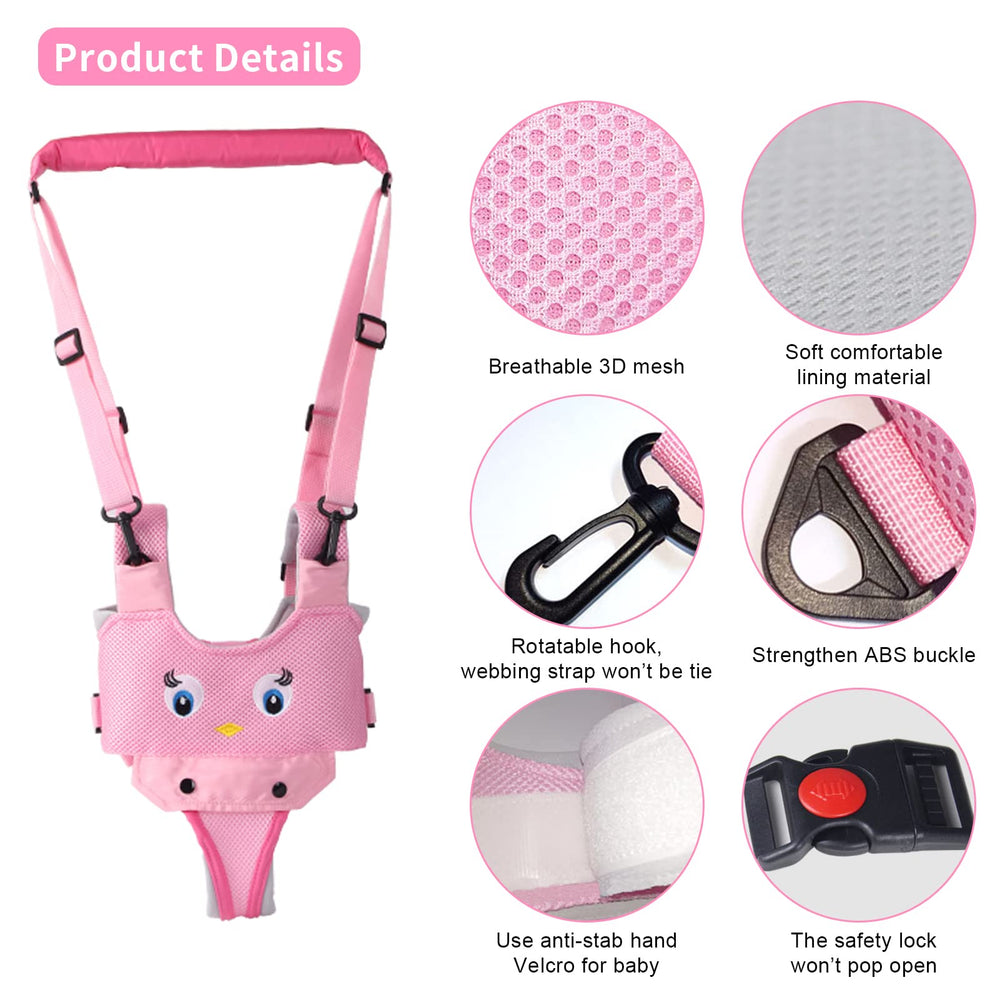 IULONEE baby walking harness pink showcases a 4-in-1 learning design