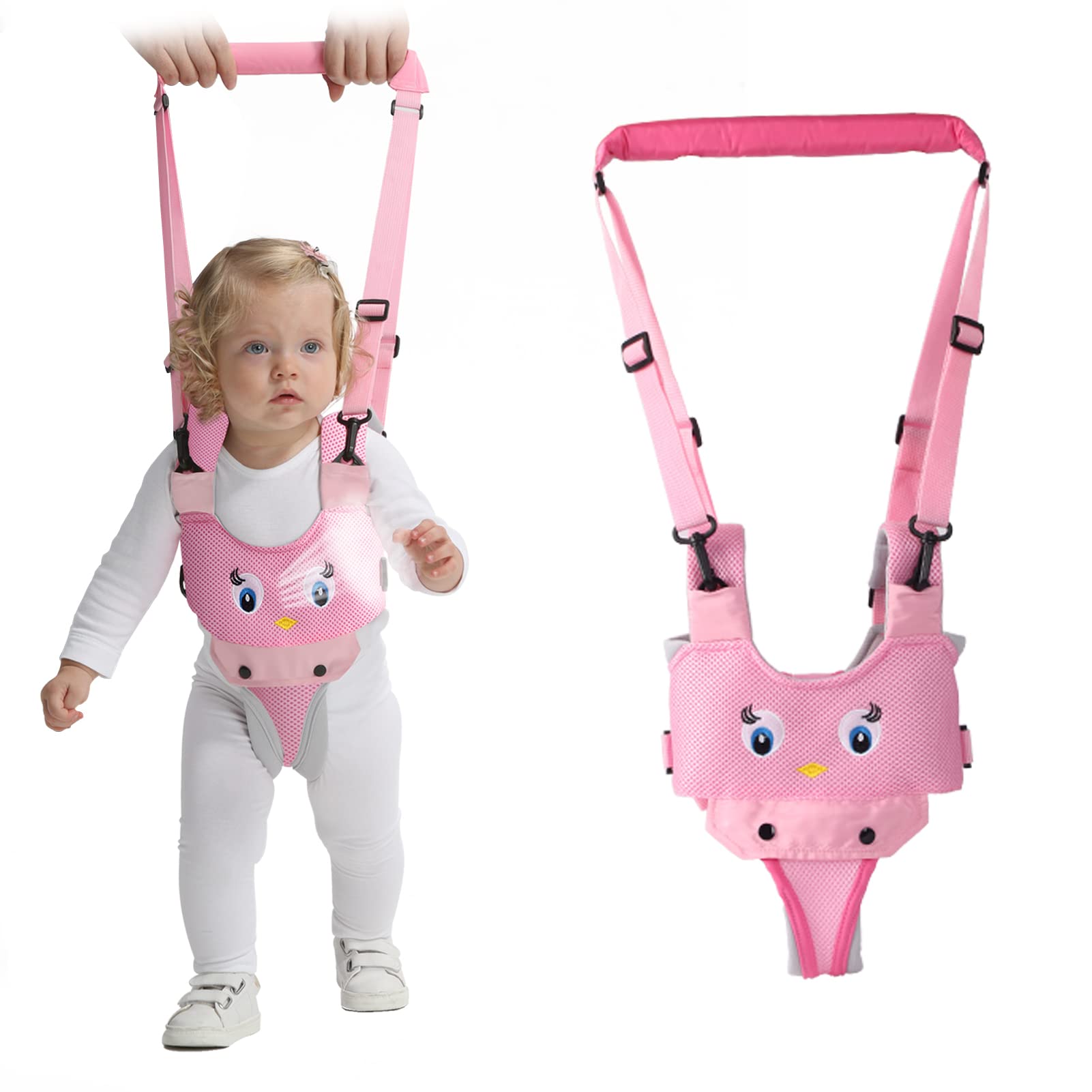 IULONEE baby walking harness pink with breathable mesh provides cool comfort during practice