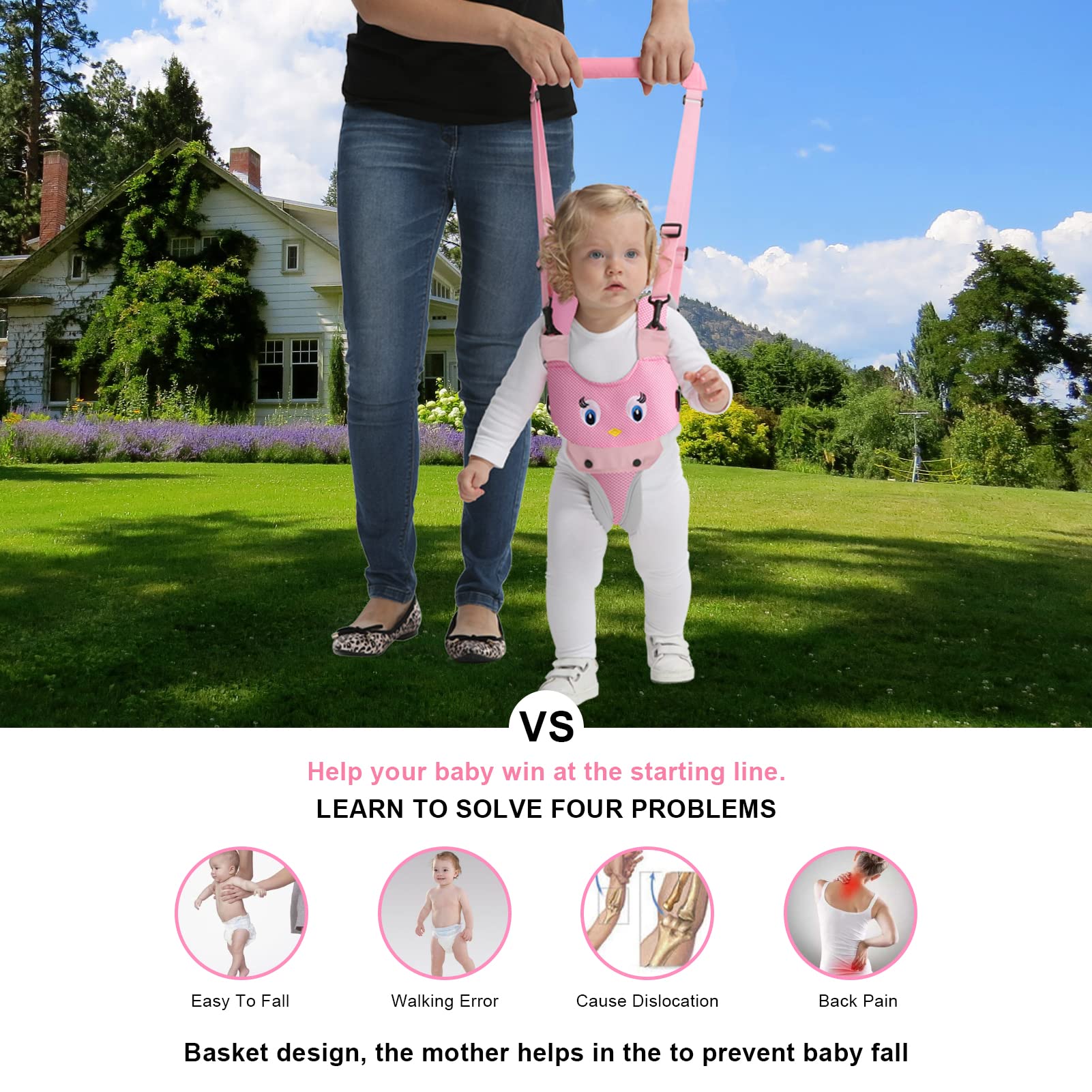 IULONEE lightweight pink harness is easy to carry during on-the-go sessions