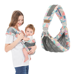 IULONEE breathable mesh baby wrap demonstrates year round comfort for parent and baby.
