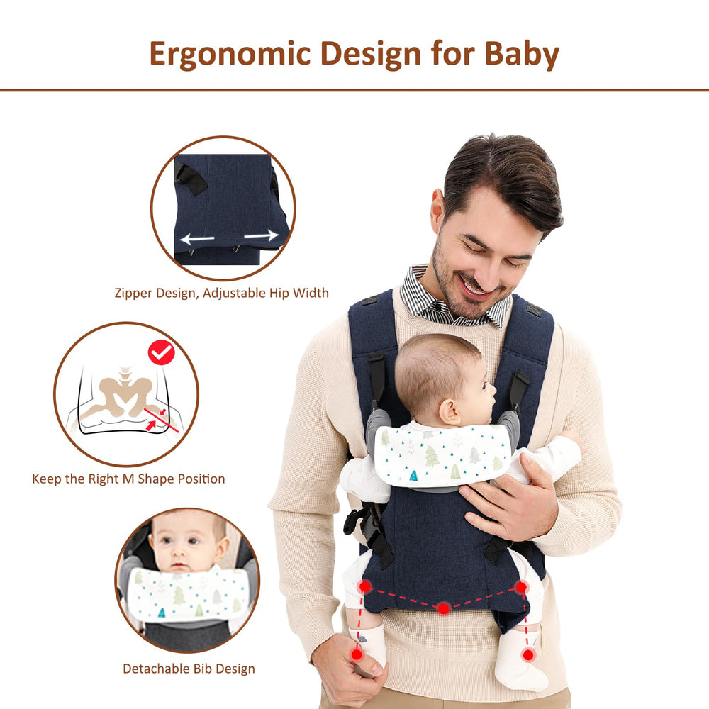 IULONEE ergonomic 4-in-1 design supports hip-friendly M-position for growing babies.