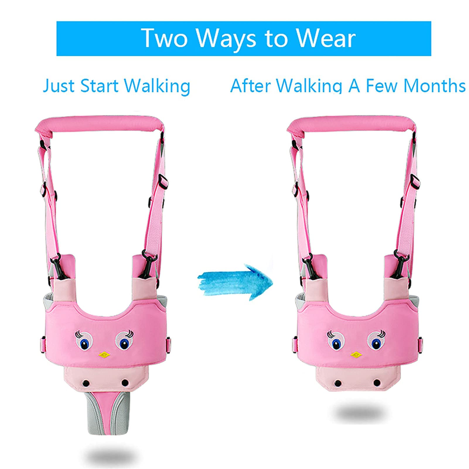 IULONEE walking harness 4-in-1 pink illustrating versatile support modes
