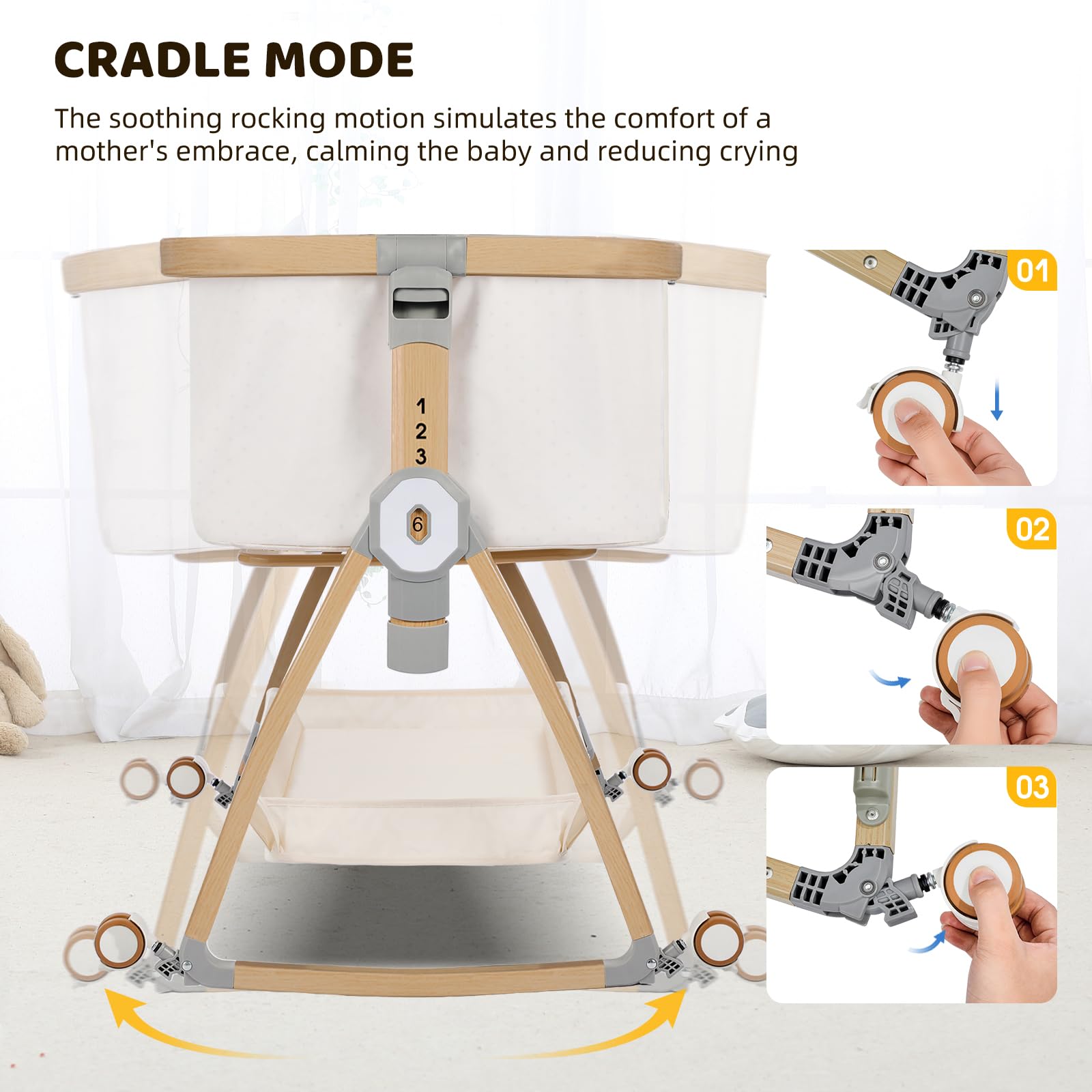 IUVKIMOM bassinet with mosquito net for outdoor or travel use.