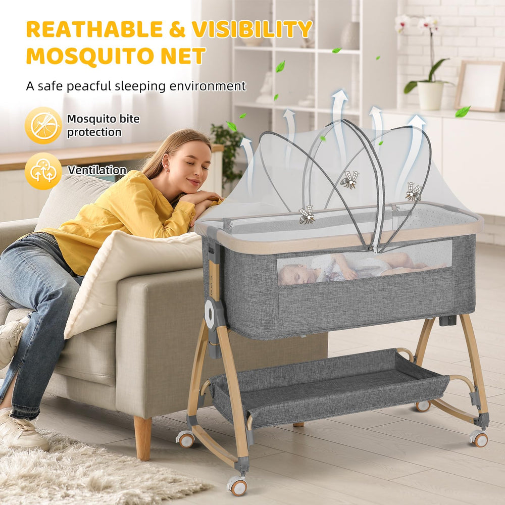 IUVKIMOM bassinet storage basket offering convenient access to essentials.
