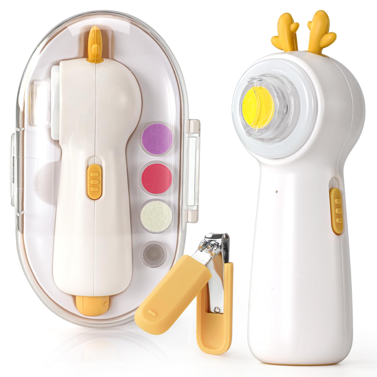 IvyWind baby nail file with clipper and LED light, gentle nighttime care.