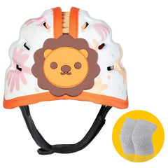 IvyWind orange lion helmet front view showing ultra-light protection for babies