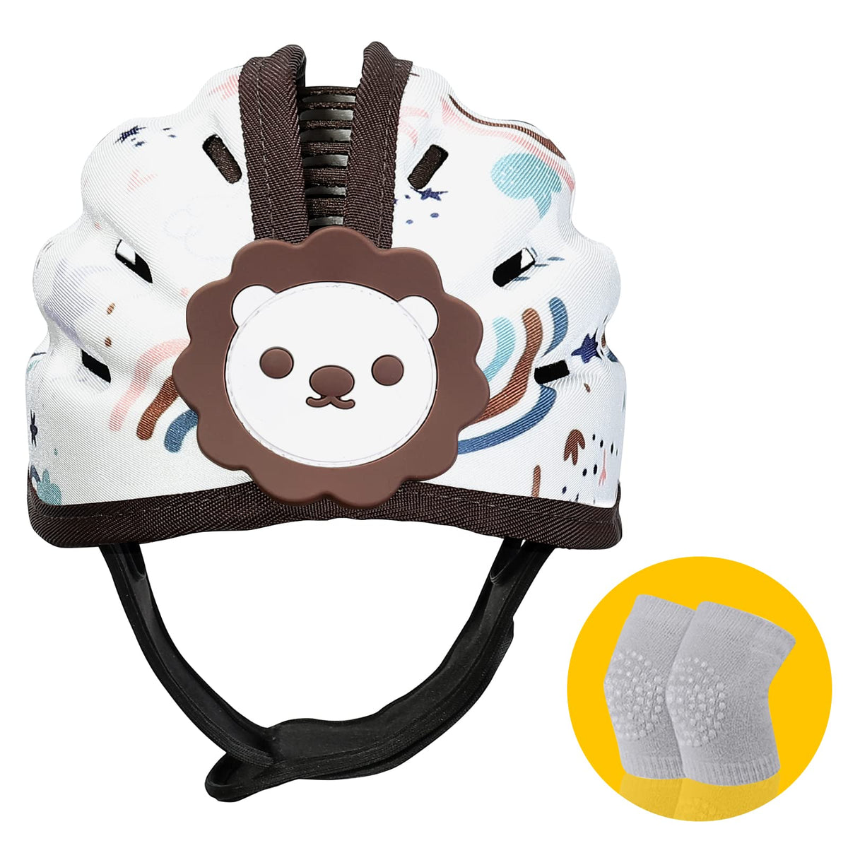 IvyWind baby safety helmet with tiger design offering gentle protection during crawling