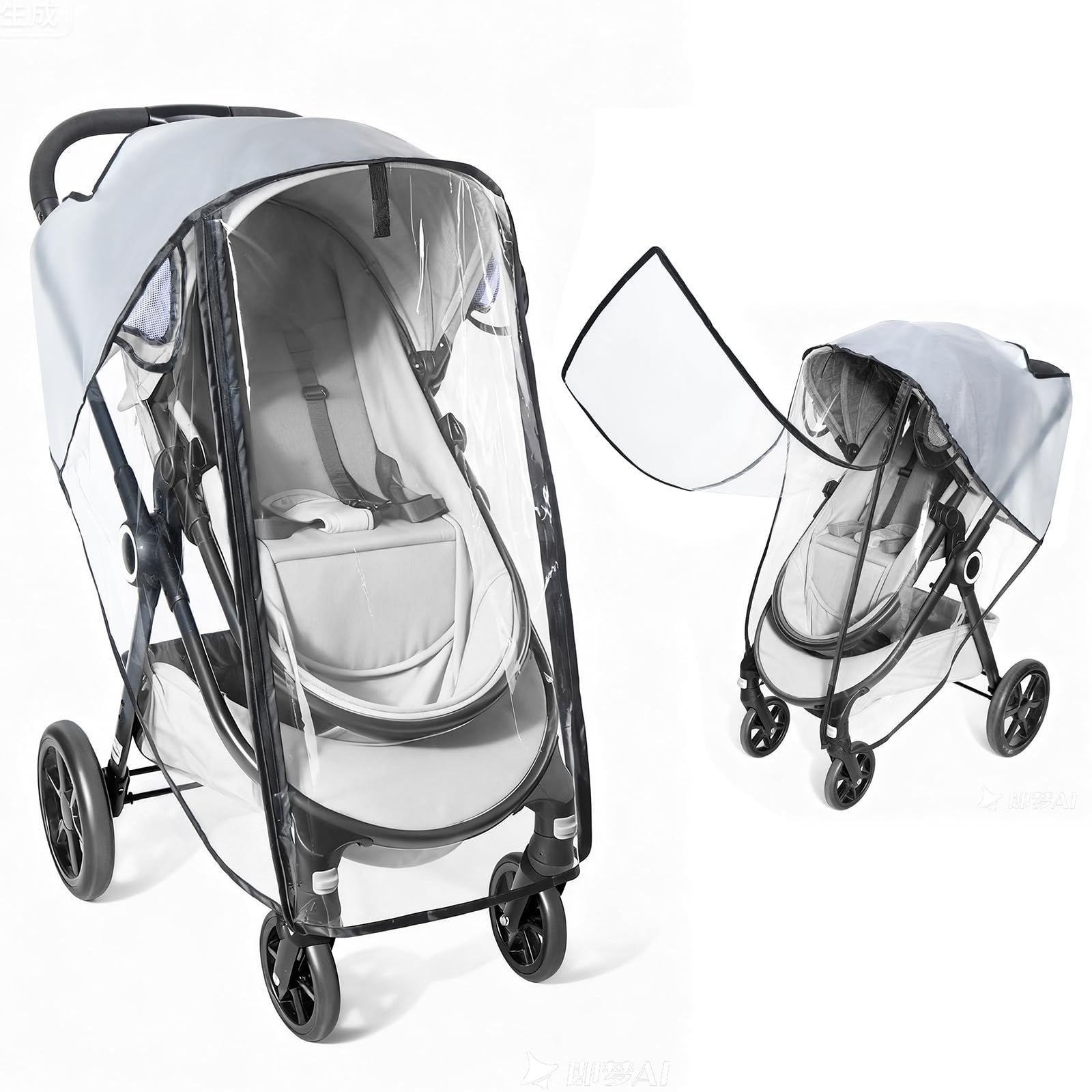 IvyWind Clear Stroller Rain Cover front view keeps baby visible and dry