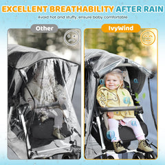 IvyWind double stroller rain cover zippered entry enables smooth loading.