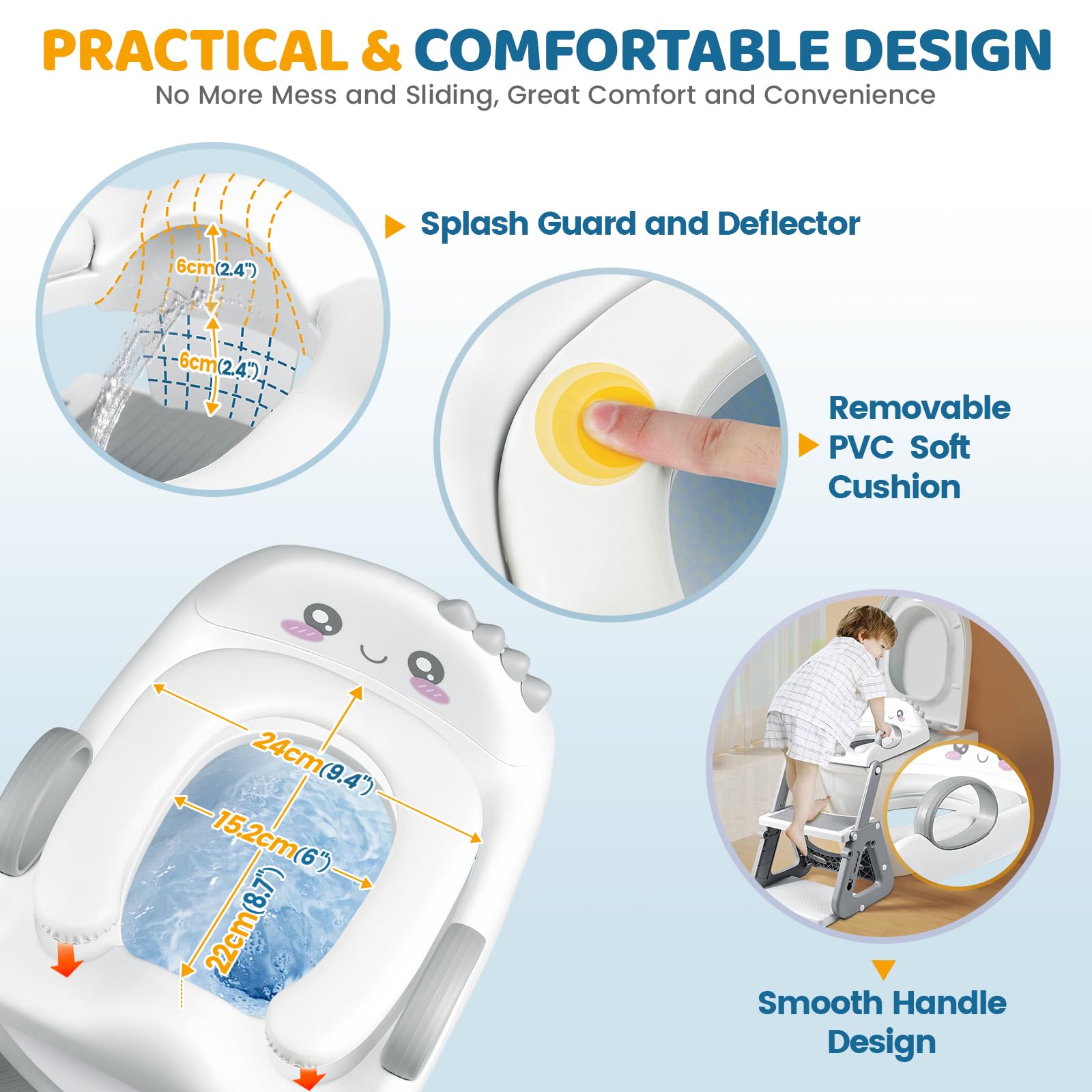 IvyWind seven-level height adjustment for growing children and different toilets.