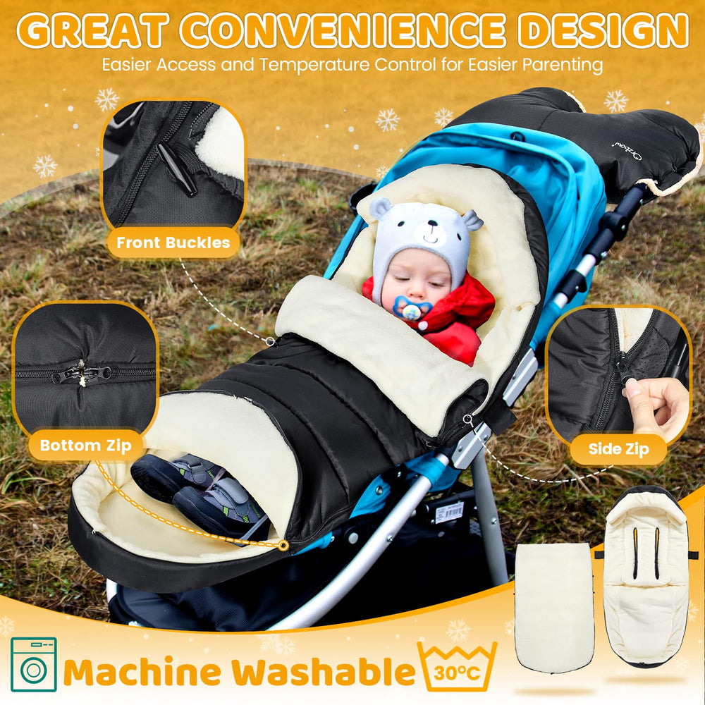 IvyWind footmuff back L-shape design secures on stroller